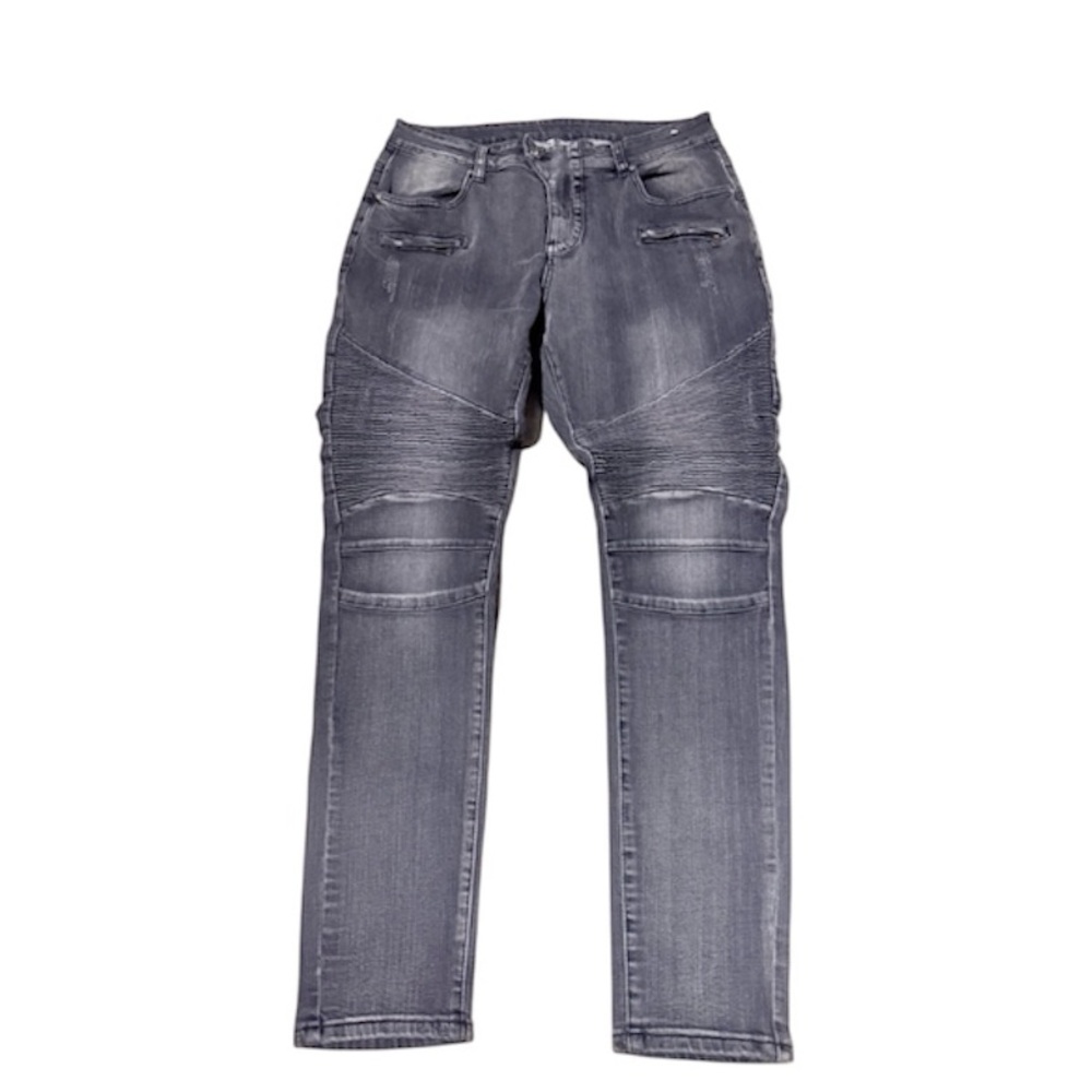 Men's Staright Fit Biker Denim 

Washed Gray